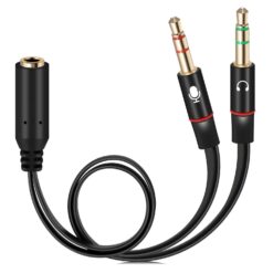3.5 Mm Headphone Splitter For Computer 2 Male To 1 Female