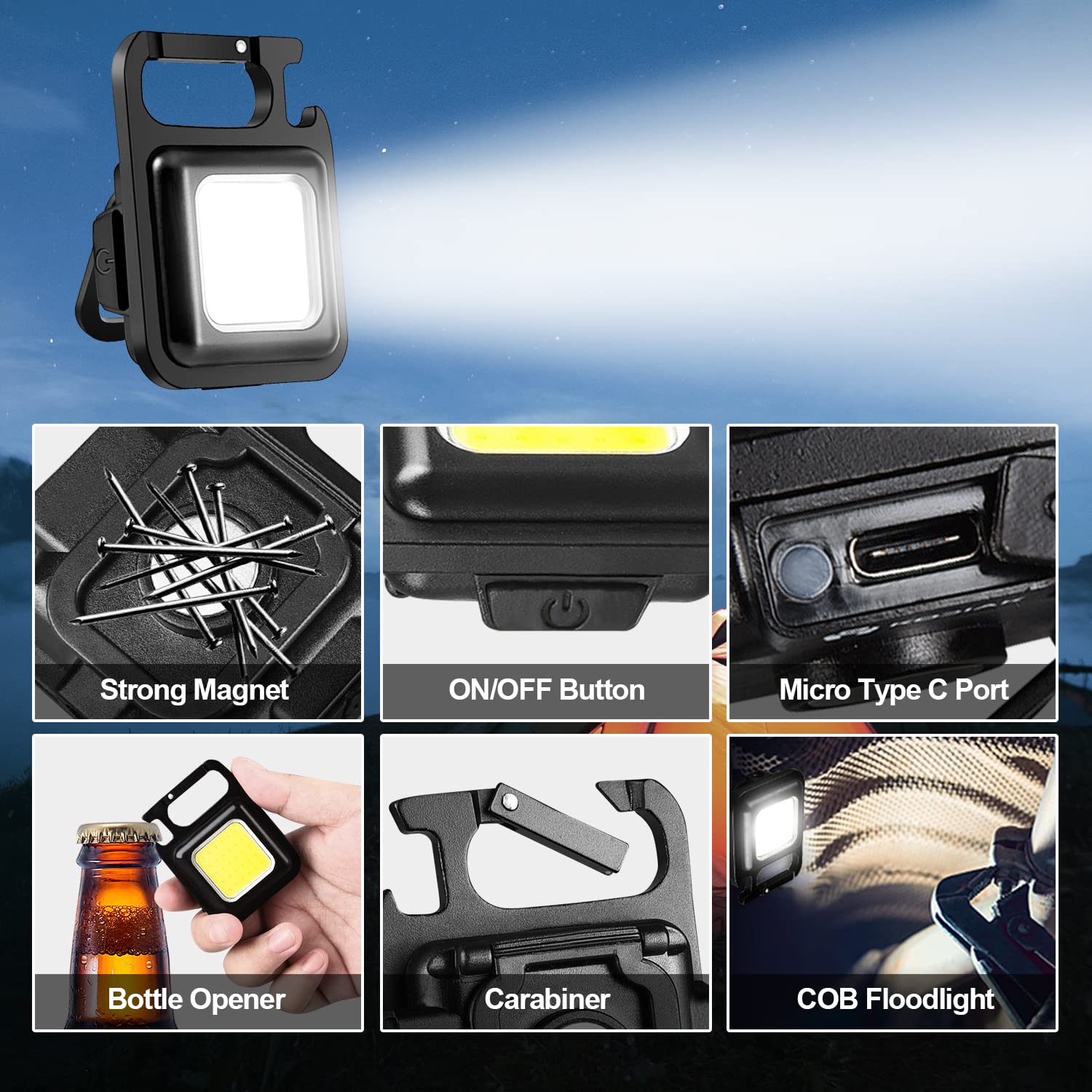 COB Rechargeable Keychain Light 2